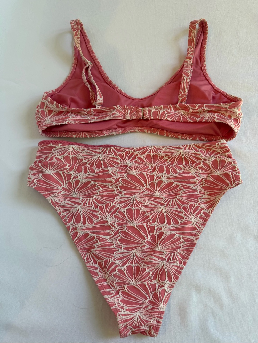 Cupshe High-Waist Pink Floral Bikini Top and Bottom - Women Swim - Picture 5 of 6
